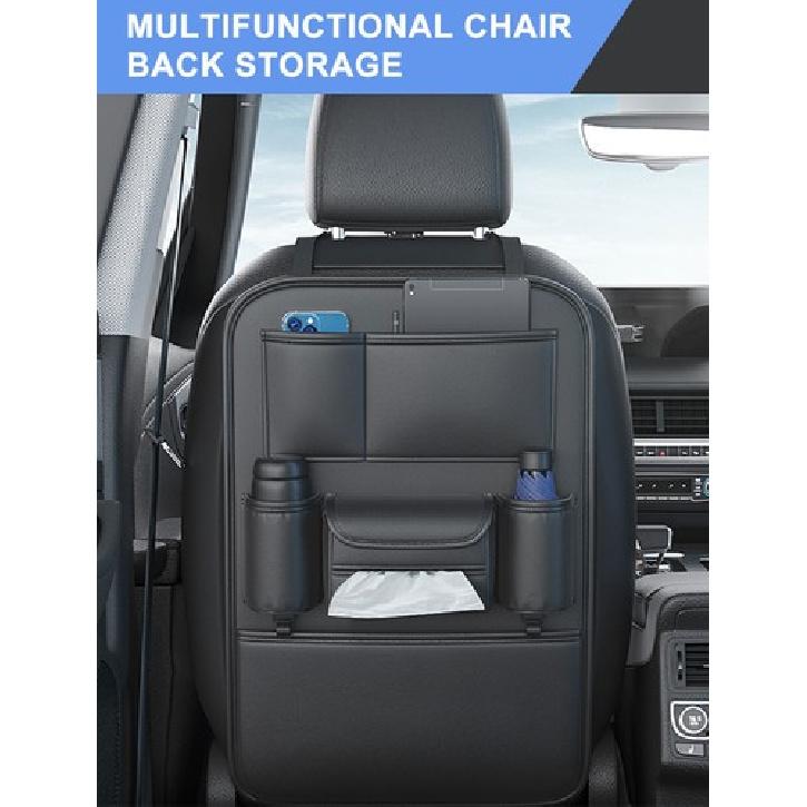 Car Seat Back Storage Bag Organizer Tablet Holder Leather Waterproof Accessory