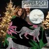 1pc Extra Large Soft Blanket - Leopard Print in Pink, Green & Black - Heavy-Duty Over 100-Yarns Construction - All-Season Couch