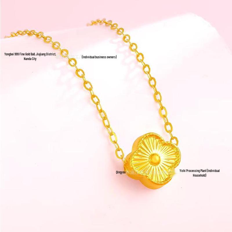 Golden Heart 999 Gold Pendant Necklace - Perfect Qixi Valentine's Day Gift for Her