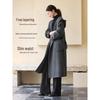 Mohan Yimei Women's Elegant Grey Twill Double-Sided Hooded Wool Robe Coat