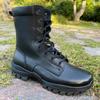New Cowhide Men's High-top Flight Airborne Boots Anti-skid Combat Training Boots Umbrella Boots Waterproof and Stab-proof Tactical Training Boots