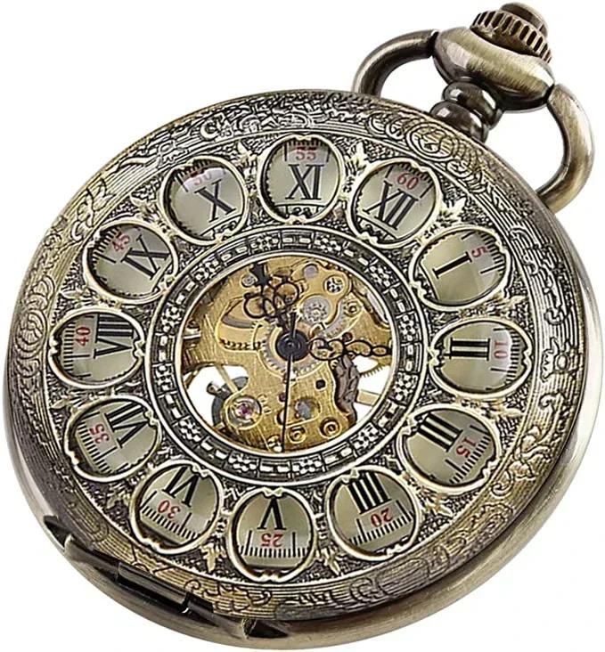 

PJX1581 Hollow Automatic Mechanical Pocket Watch Chain Beautiful Fob Watches Men Women Hand-wind Pocket Clock Birthday Gifts