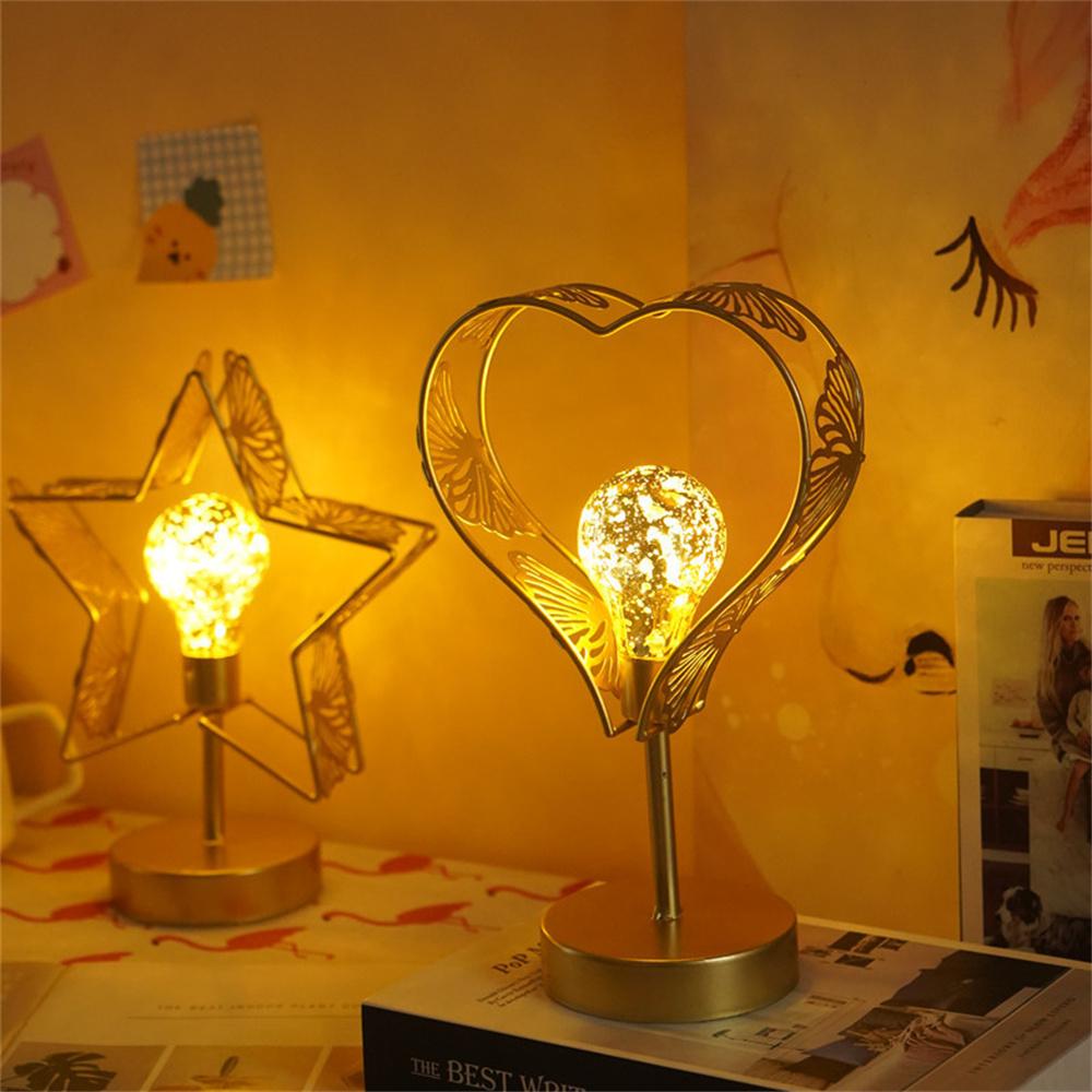 LED Iron Art Shape Lamp White Light Retro Decorative Ornament Night Light for Home Bedside