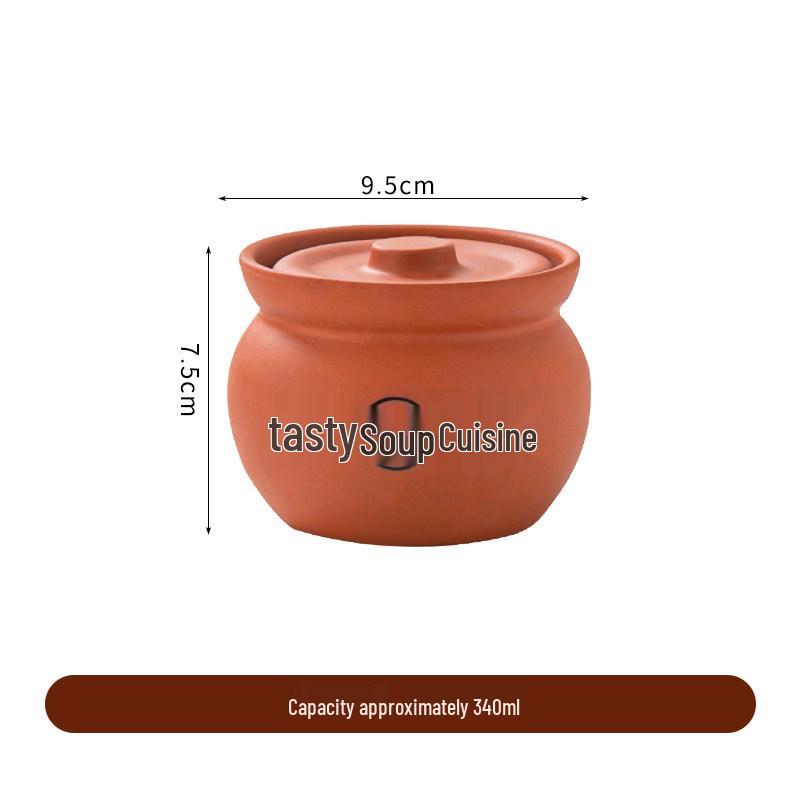 Purple Clay Double-Boiler Stew Pot with Lid - Chinese Retro Health Pot for Stews, Soups, and Steamed Eggs.