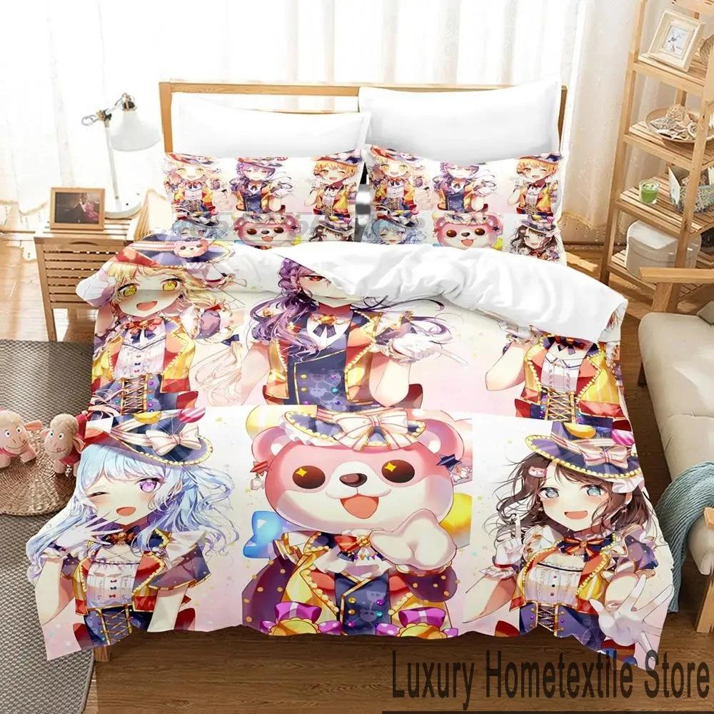 3D-tryck BanG Dream Anime Flickband Party Sängkläder Set Pojkar Flickor Twin Queen King Size Påslakan Örngott Säng pojkar Vuxen