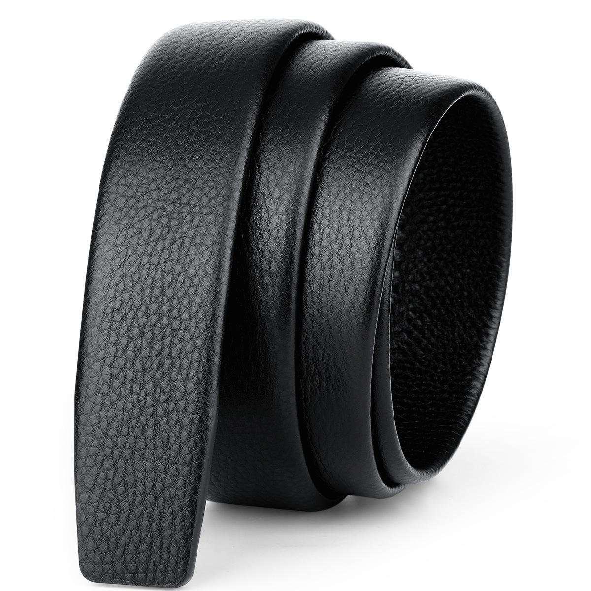 

Мужской ремень из натуральной кожи с автоматической пряжкой - Коровья кожа, узор личи, безголовый дизайн 130 cm чёрный