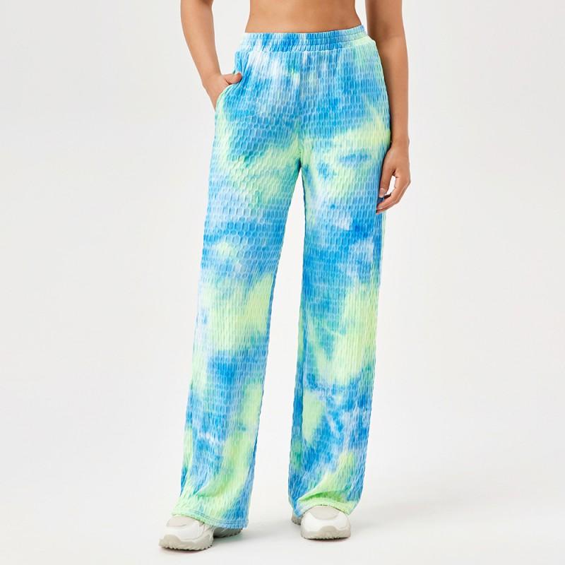 Womens Loose Straight Leg Athletic Pants Printed Stretch Running Fitness Casual