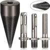 4Pcs Screw Cones Wood Splitter Bit Set Square Round Hexagon Log Splitter Wood Drill Bit  Woodworking