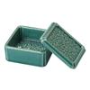 Yamako Pottery Flower Crest Small Box Turkish Blue 7.2x7.2xH4cm 32549