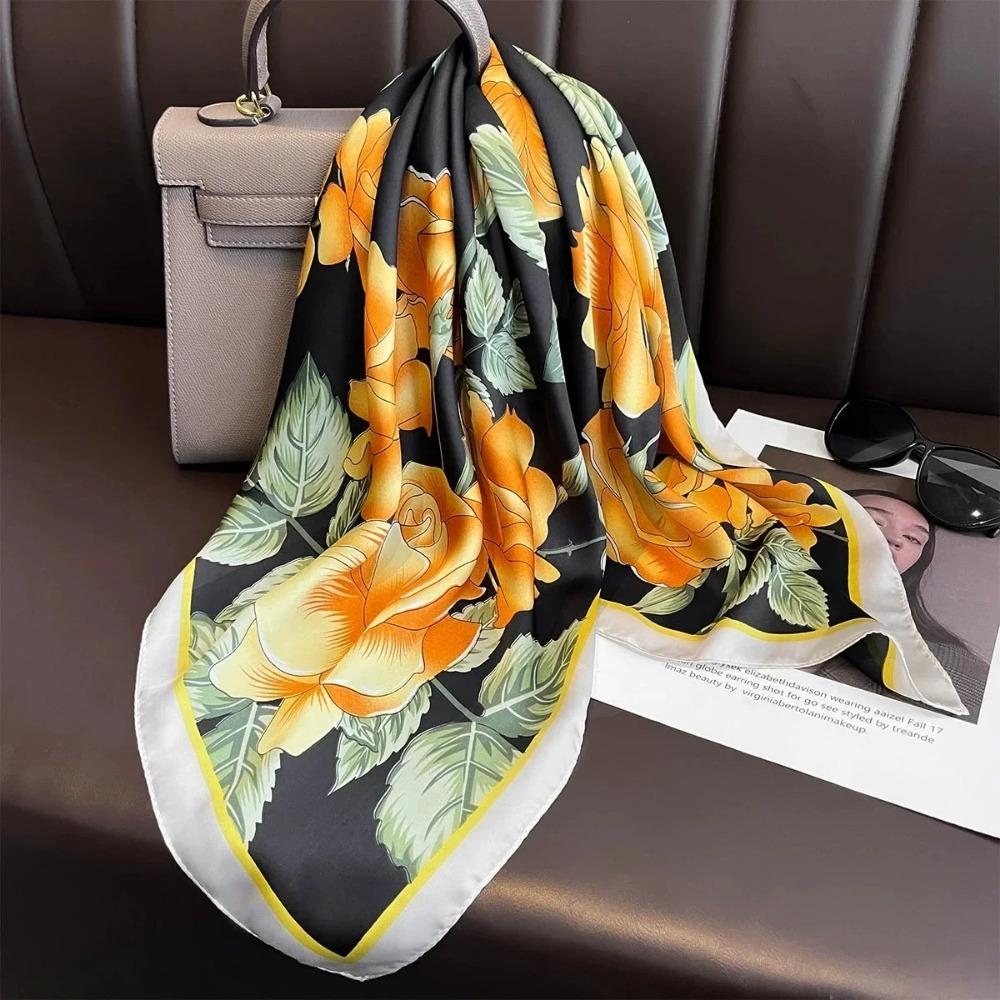 Fashion Luxury Brand 70cm Silk Feel Square Scarf Women Neck Tie Female Hair Bandana Headkerchief Shawl Wrap Hijab Echarpe