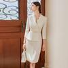 Nine-Sleeve Pleated Two-Piece Professional Dress - Spring/Autumn Style