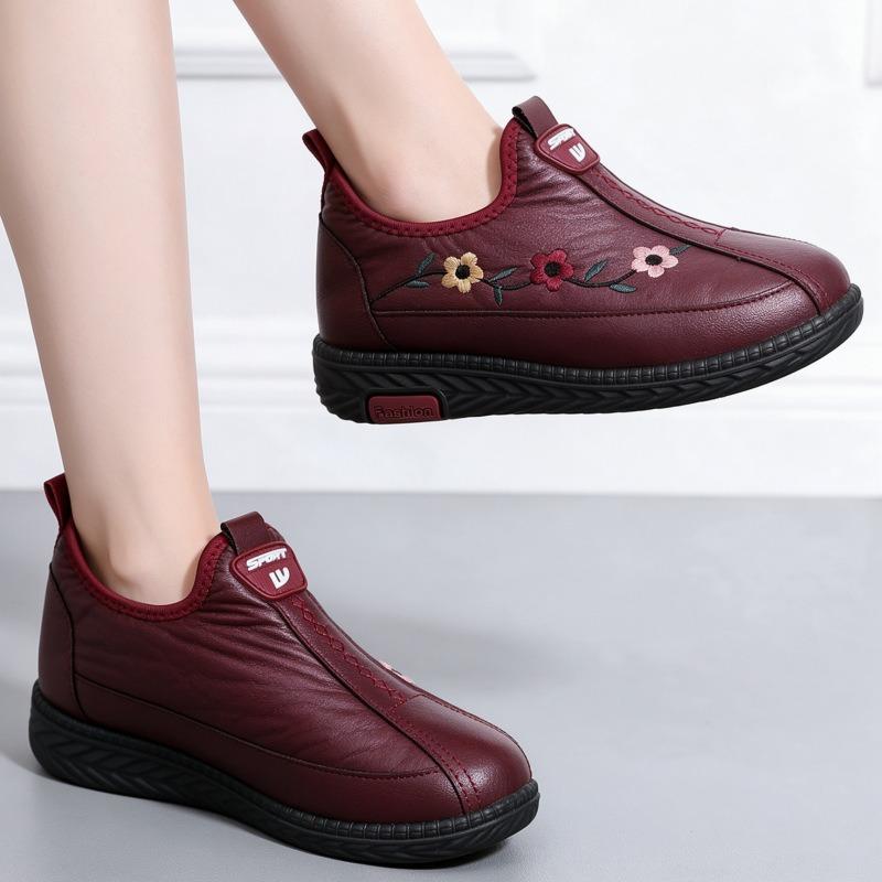 Leisure Shoes with Fleece Lining, Water-resistant, Women's Cotton Shoes, Anti-slip Flat Shoes