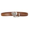 Womens Fashion Leather Belt With Heart Buckle And Chain Decor For Casual And Date Wear