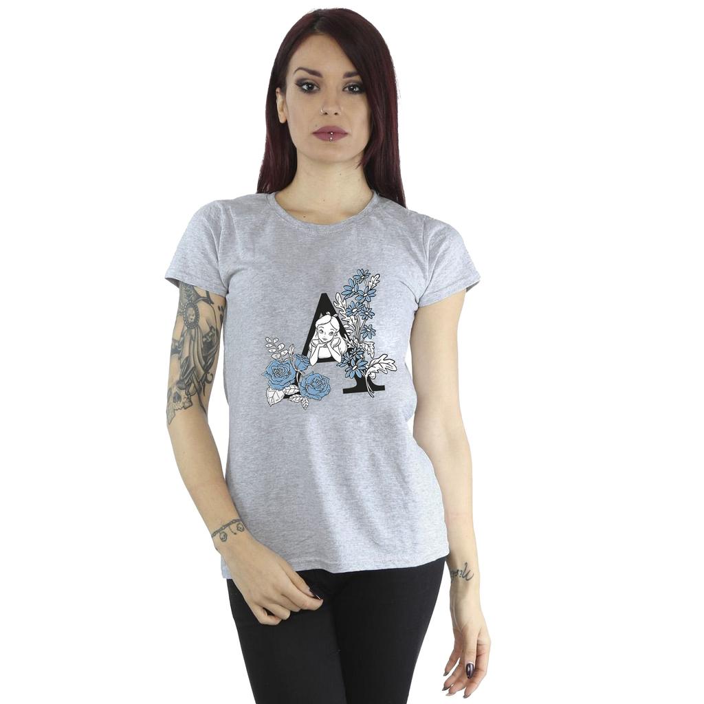 Disney Womens/Ladies Alice In Wonderland Letter A Cotton T-Shirt