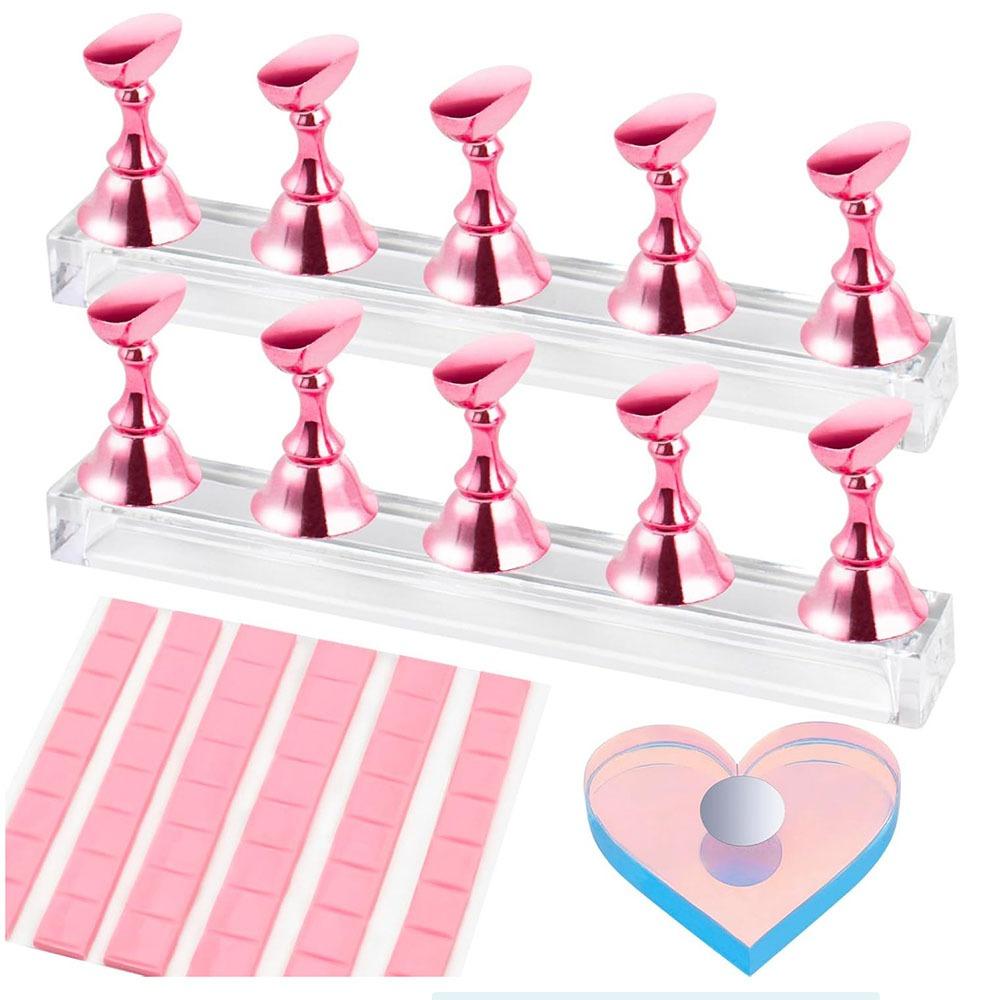 Magnetic Base Nail Stand 2 Base Nail Art Practice Holder Nail Display Stand  Nail Painting