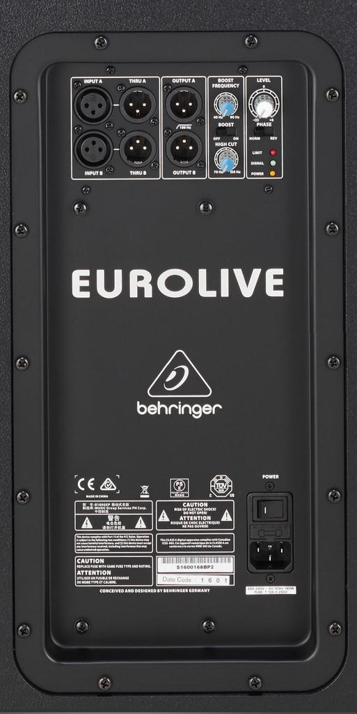 Behringer Aktiver Subwoofer Turbosound Woofer 3000W Class D Verstärker B1800XP Schwarz 18"