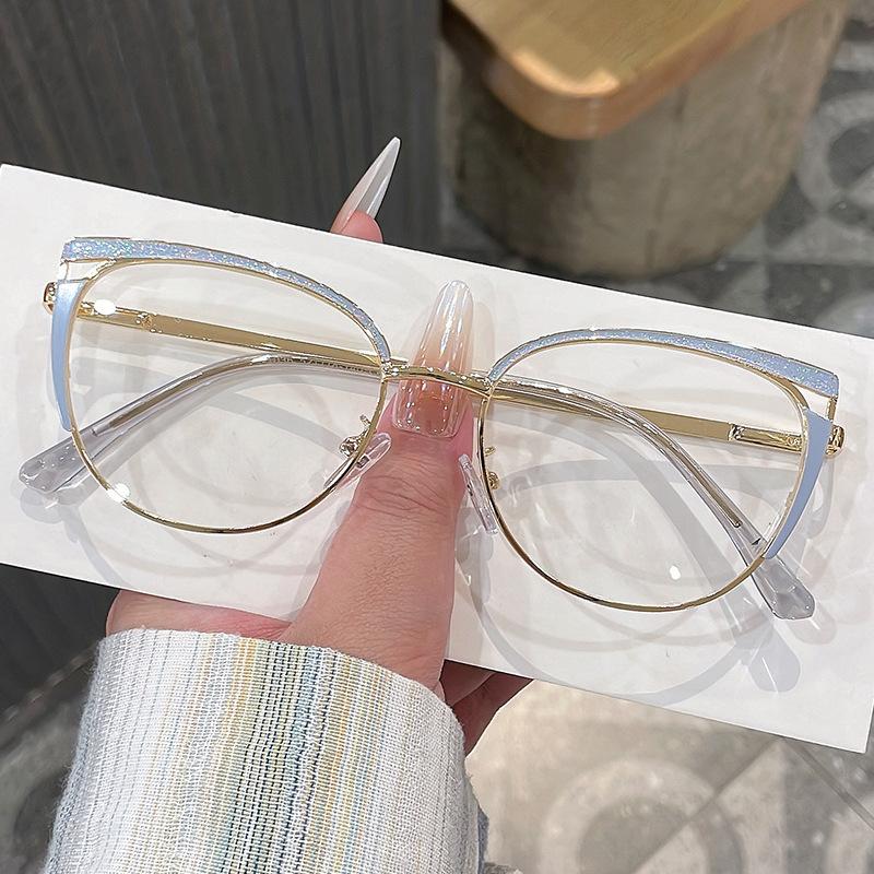 Senior Cat Eye Metal Optical Glasses Women Men Trend Brand Design Computer Eye Protection Blue Light Blocking Eyeglasses