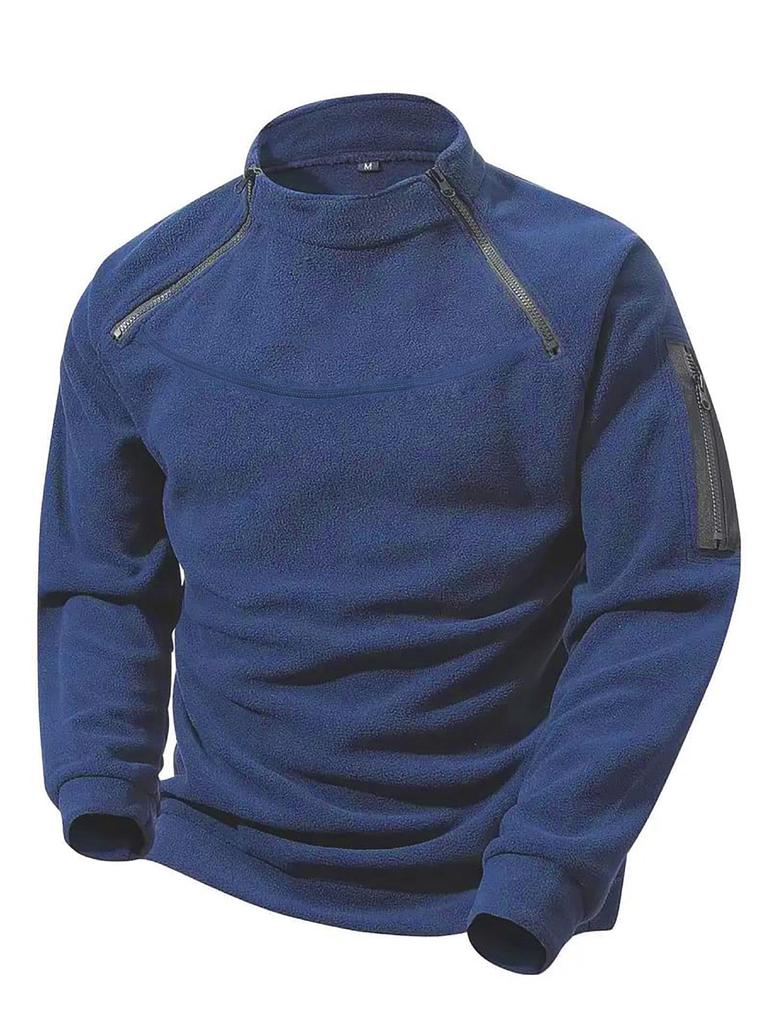 Men's Double Zipper Collar Hoodie - Autumn/Winter Trendy Street Casual Jacket