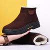 Winter New Men's Cotton Shoes, Genuine Leather, Wool and Fur Integrated Warm Casual High-top Boots, Anti-velvet Cowhide Men's Shoes