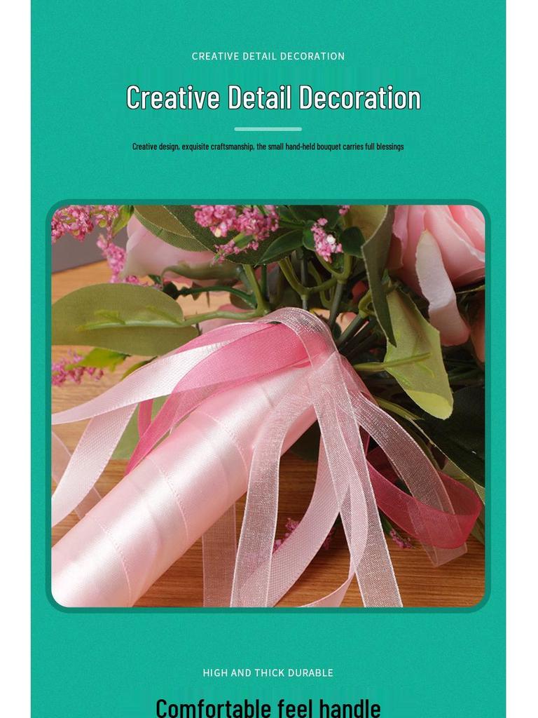 Silk Rose Flower Bouquet for Outdoor Wedding Dress Photography Props - Bridal Bouquet