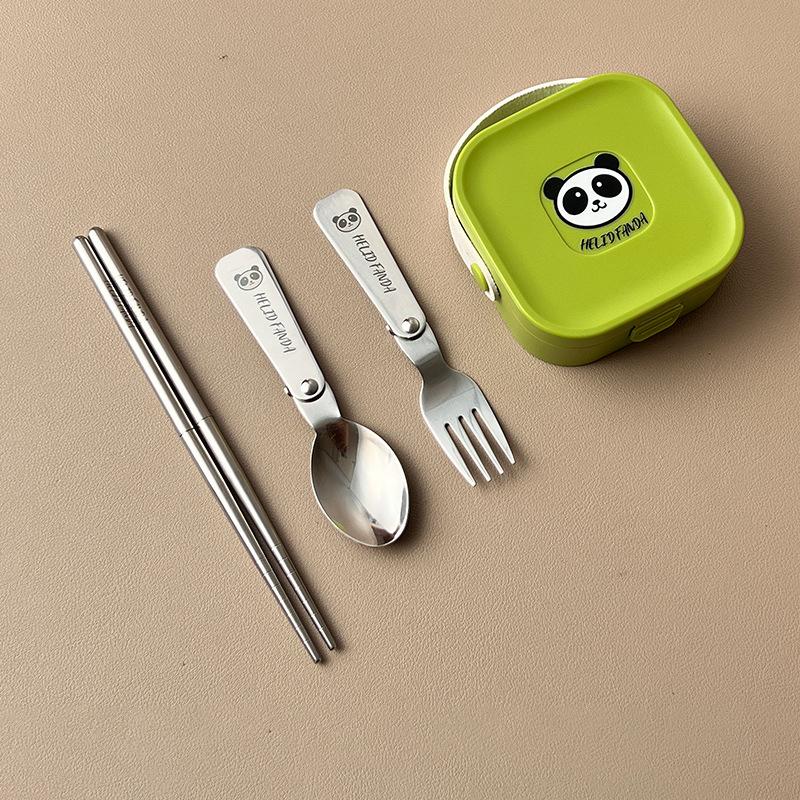 304 Rostfritt Stål Vikbar Ery Set Återanvändbar Bärbar Gaffel Sked Ätpinnar Servis Picknick Vikbar Servis Diskmaskinssäker