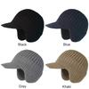 Men Women Winter Warm Knitted Beanie Ear Flap Fleece Lined Short Brim Skullies Cap Outdoor Ski Cycling Cold Weather Earmuff Hat