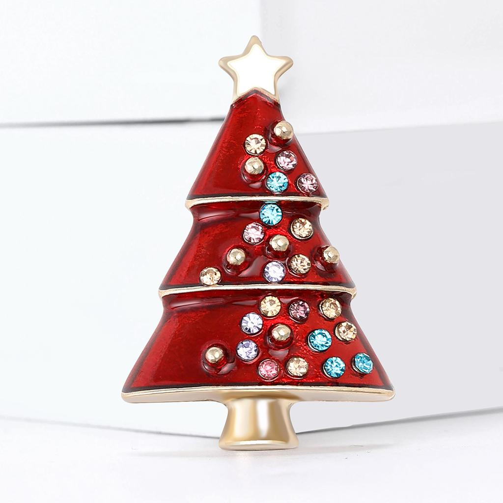 Christmas Classic Rhinestone Tree Brooches for Women Unisex Enamel Plant Pin Event Party New Gift Decoration Clothes Accessories