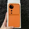 Premium Executive Leather Case for Vivo V40 Pro Large Window Lens Protector Cover
