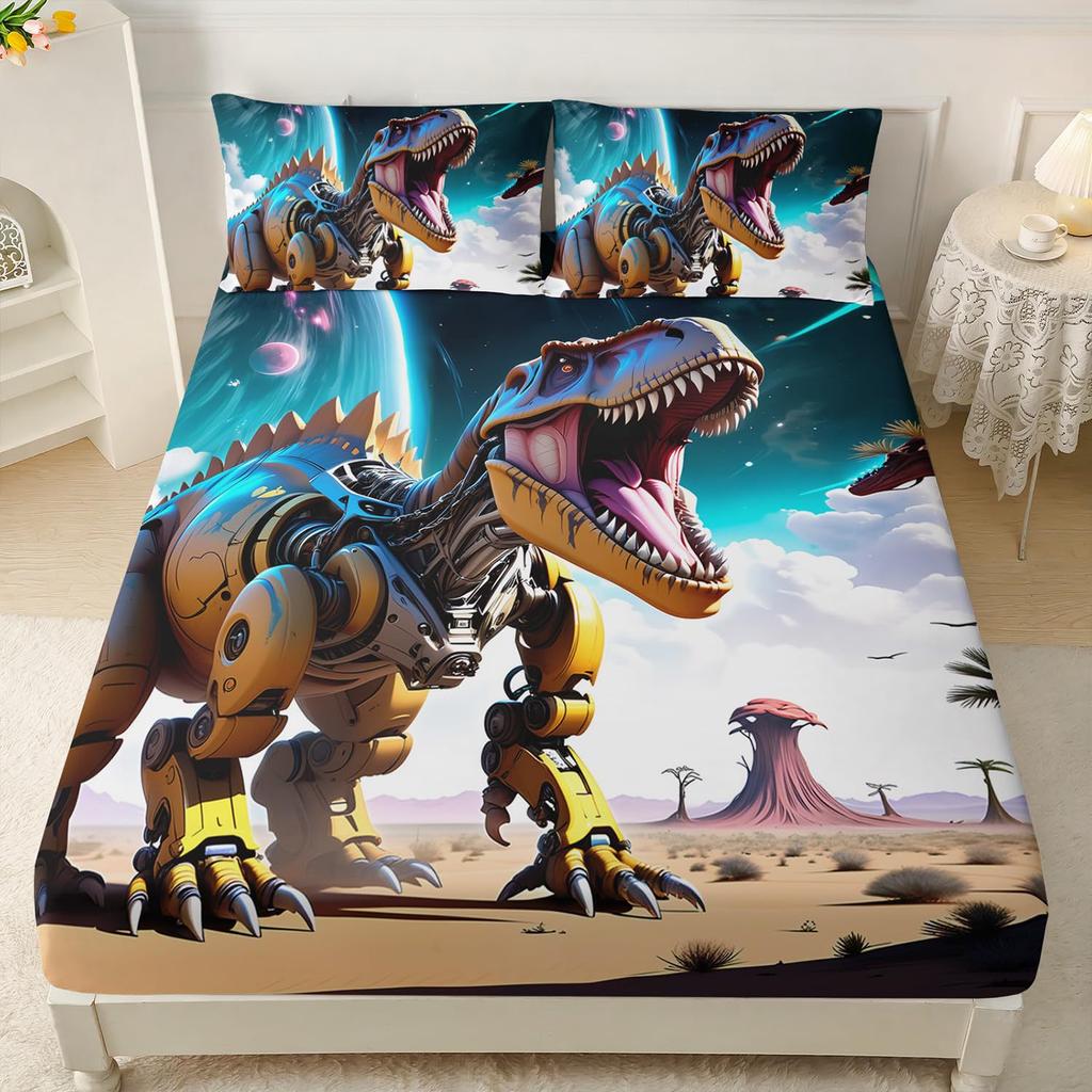 Animal Cat Pattern Mattress Three-Piece Digital Printing Mattress Bedding Set Adult Children