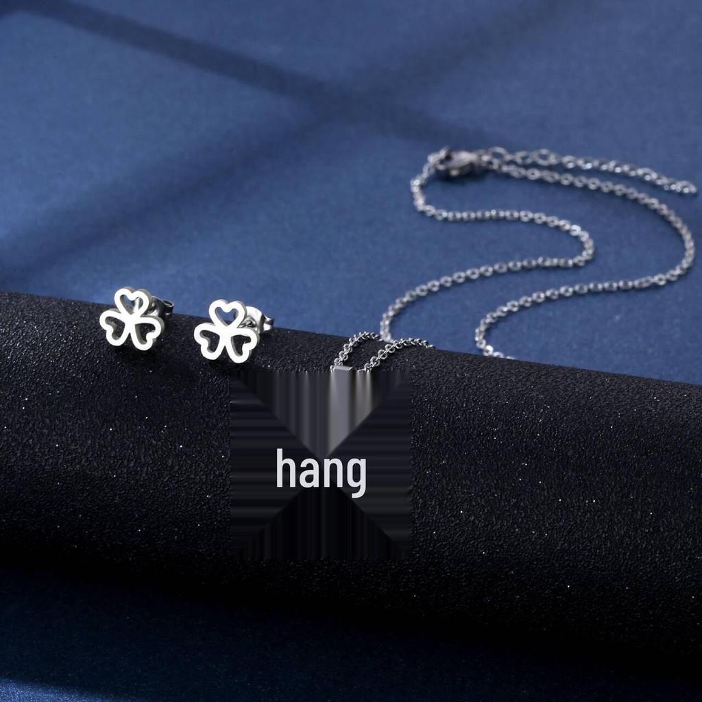 Stainless Steel Necklace and Earring Set - European and American Style, Smooth Clavicle Design, South American Studs.