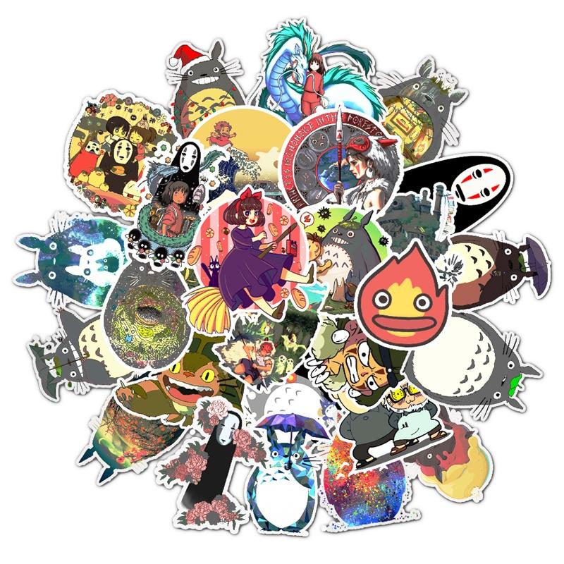 50pcs Stickers Miyazaki Hayao Anime Sticker My Neighbor Totoro/Spirited Away for Skateboard Laptop