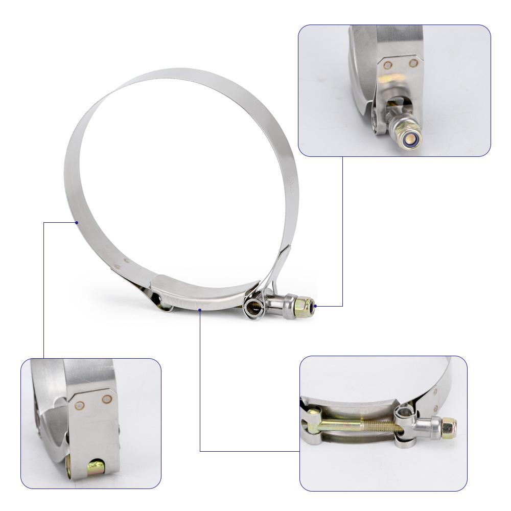 Stainless Steel 304T T-Clamp 4-Inch (105-113mm) for Silicone Turbo Hose, 2-Pack Car Exhaust