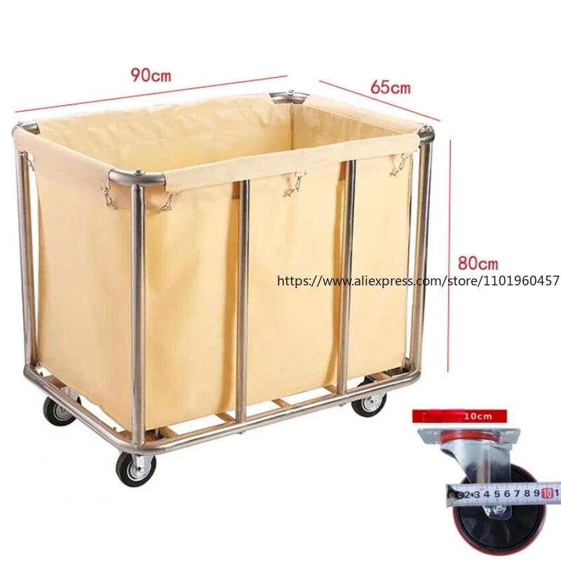 Stainless Steel Multi-Functional Hand Push Cleaning Cart for Hotel Guest Room Home Organizer