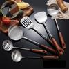 Wutuo 3-Piece Stainless Steel & Walnut Silicone Frying Spatula Set