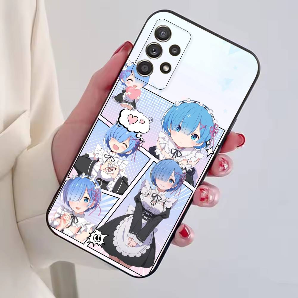 Rem Anime Girl Re Zero Phone Case For Samsung S25,S24,S21,S22,S23,S30,Ultra,S20,Plus,Fe,Lite,Note,10,Black Cover