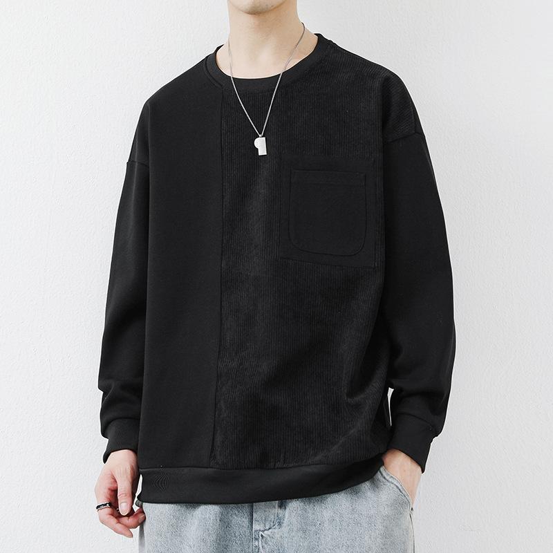 Round Neck Sweatshirt for Men, Spring and Autumn Simple Casual Bottoming Shirt, Loose and Versatile Long-sleeved T-shirt