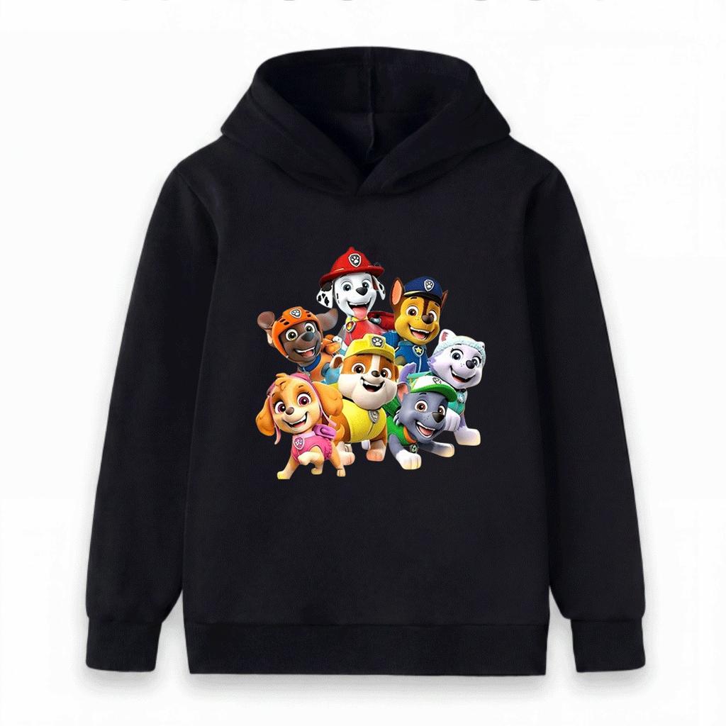 Kids Boys Girls Cartoon Printed Hoodie Cute Puppy Pattern Casual Pullover Sweatshirt For Children Daily Wear
