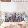 2pcs Throw Pillow Covers 18x18 Inch Vintage Bluebird Floral Print Decorative Pillowcases for Couch Bedroom Living Room