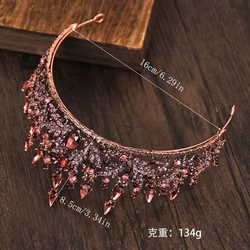 1 Baroque Style Bridal Crown, Luxurious Crystal Decorated Princess Headpiece, Alloy Material, Suitable for Women, Wedding Veil H