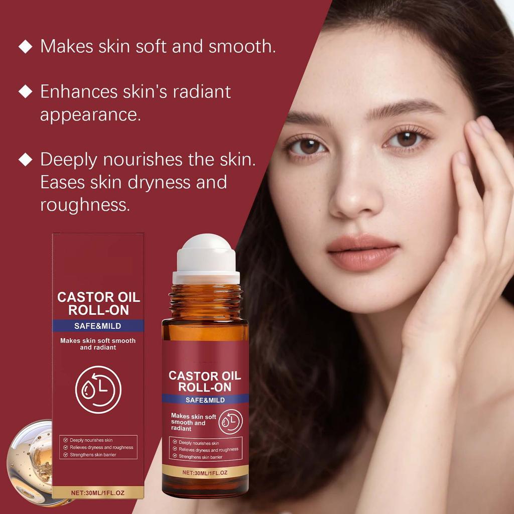 Organic Castor Oil Moisturizing Roll- Serum Facial And Body Castor Oil Moisturizing And Softening Serum 30ml