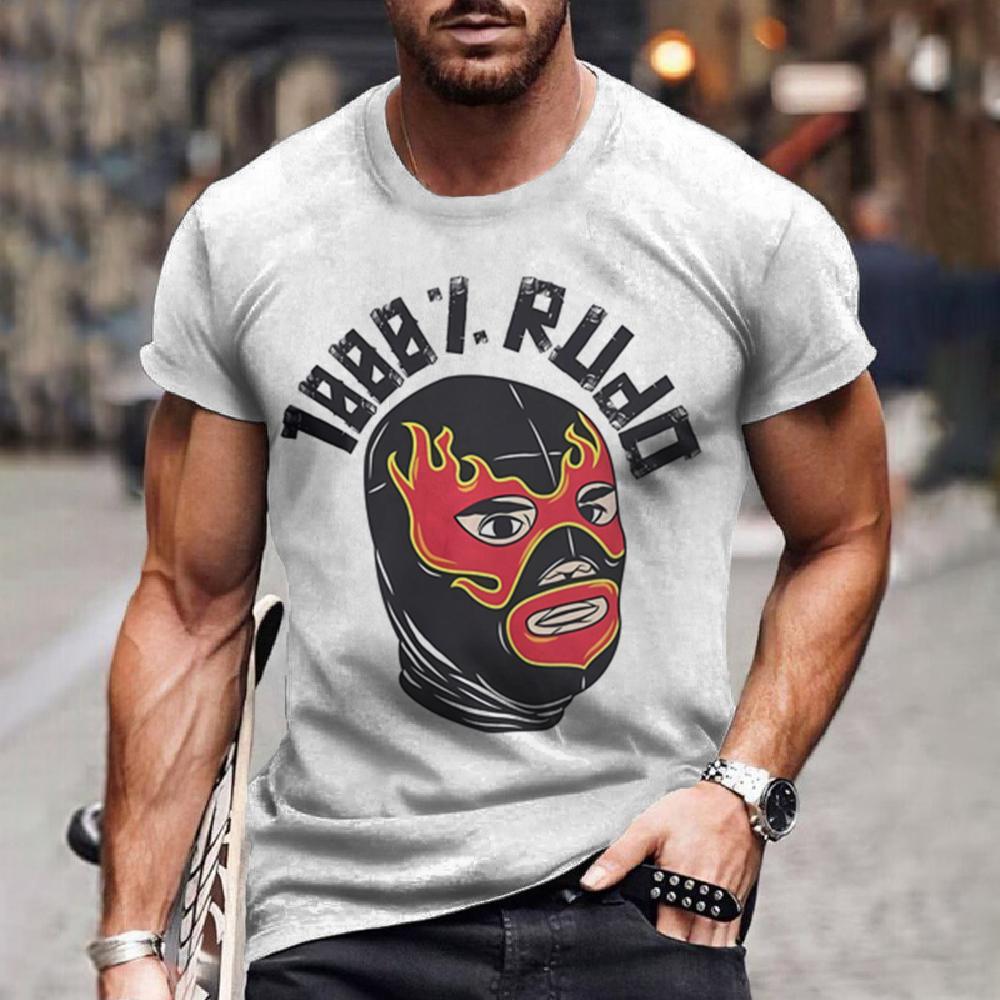 Herren T-Shirt 3D Mexikanischer Wrestler Bedrucktes Modisches T-Shirt Kurzarmoberteile Lose Große Größe Herren T-Shirt