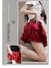 Red Petite Puffy Short Skirt: Spring/Summer Floral Puff Skirt with Pumpkin Pants Style