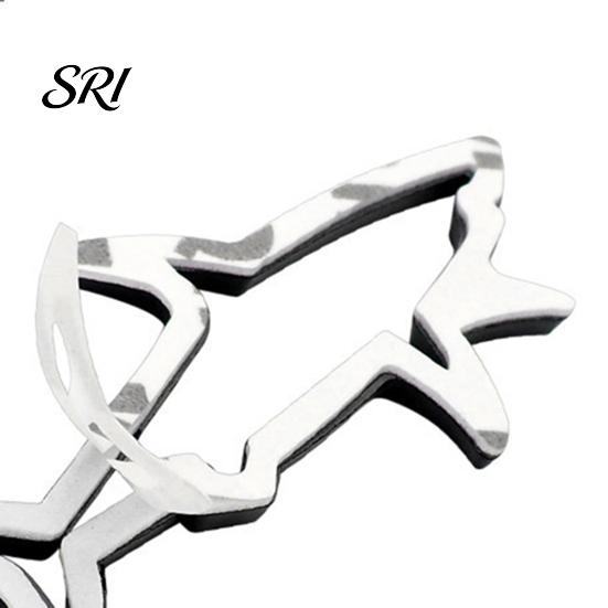 Electric Vehicle Decal Zinc Alloy Shark Car Sticker 3D Hollow Out Animal Non-fading for Side Creative Badge Motorcycle Vehicles Easy Stick