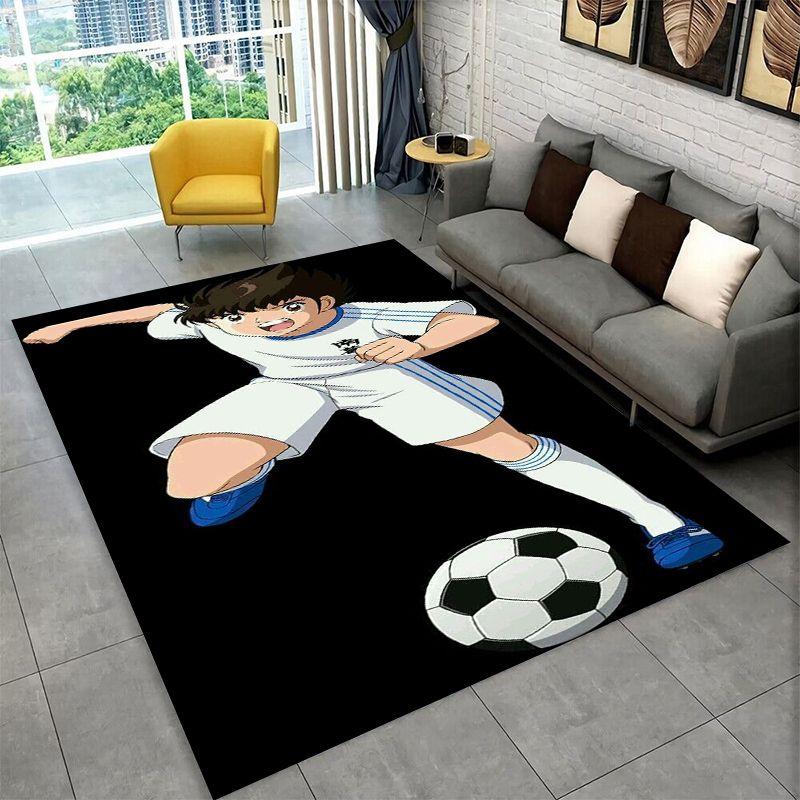 Retro Captain Tsubasa Soccer Cartoon Carpet Rug for Bedroom Living Room Sofa Doormat Home Decor,Kid Game Area Rug Non-slip Gift