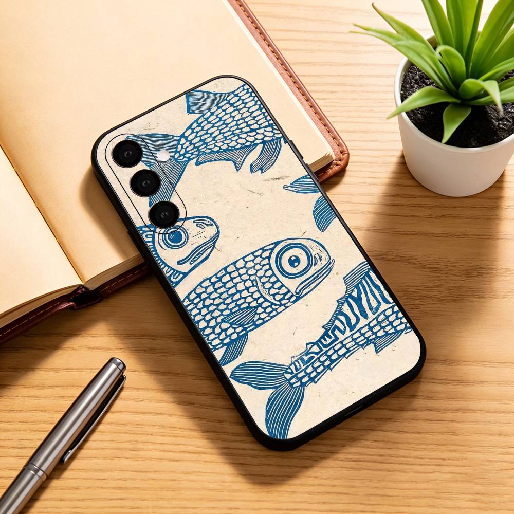 S-Sardines F-Fish Art Phone Case For Samsung Galaxy A73,A72,A71,A70,A53,A52,A51,Soft Silicone Black Cover
