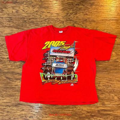 Vintage World of Outlaws 2005 Tour Car Racing Red T Shirt XXXL Vintage Washed Comfortable Casual Fashion Designer Clothes Homme