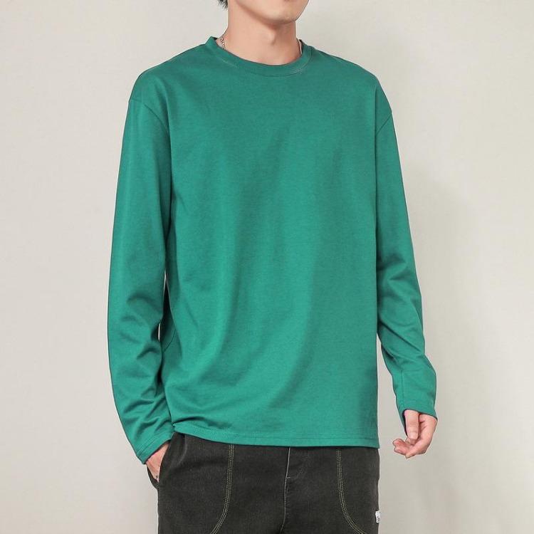 Men Long Sleeve Cotton Top Breathable Fabric Regular Fit Solid Colors Casual Wear