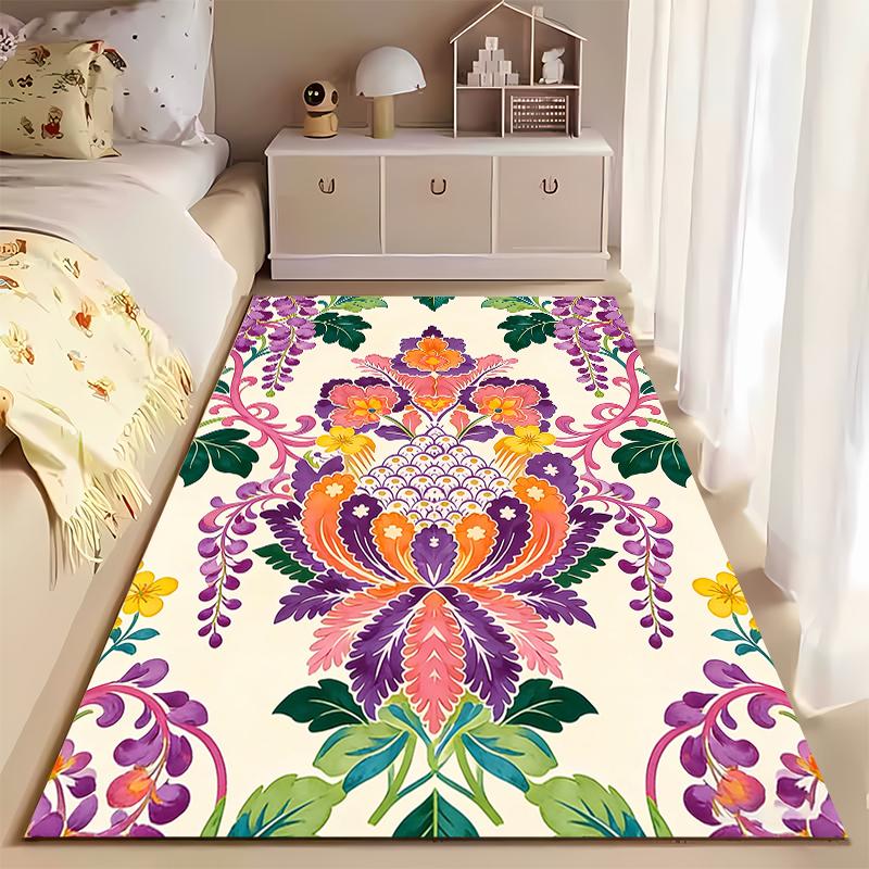 Floral Pattern Living Room Carpet with Vibrant Colors and Exotic Style Suitable for Use As an Anti-slip for Living Room Bedroom Sofas