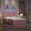 Ottoman Bed with Mattresses & LEDs Pink 140x190 Cm Velvet