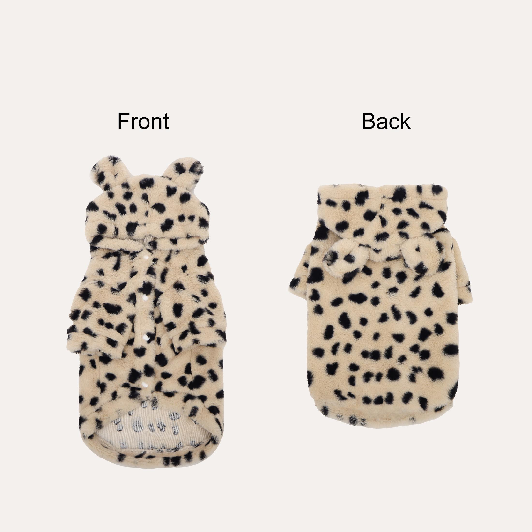 

Dog Hoodies Coats, Brown Leopard Pet Clothes for Small Medium Dogs Cats, Cute Dog Sweater Cat Jacket Outfit with Bear Ear Design XS（old） золотой